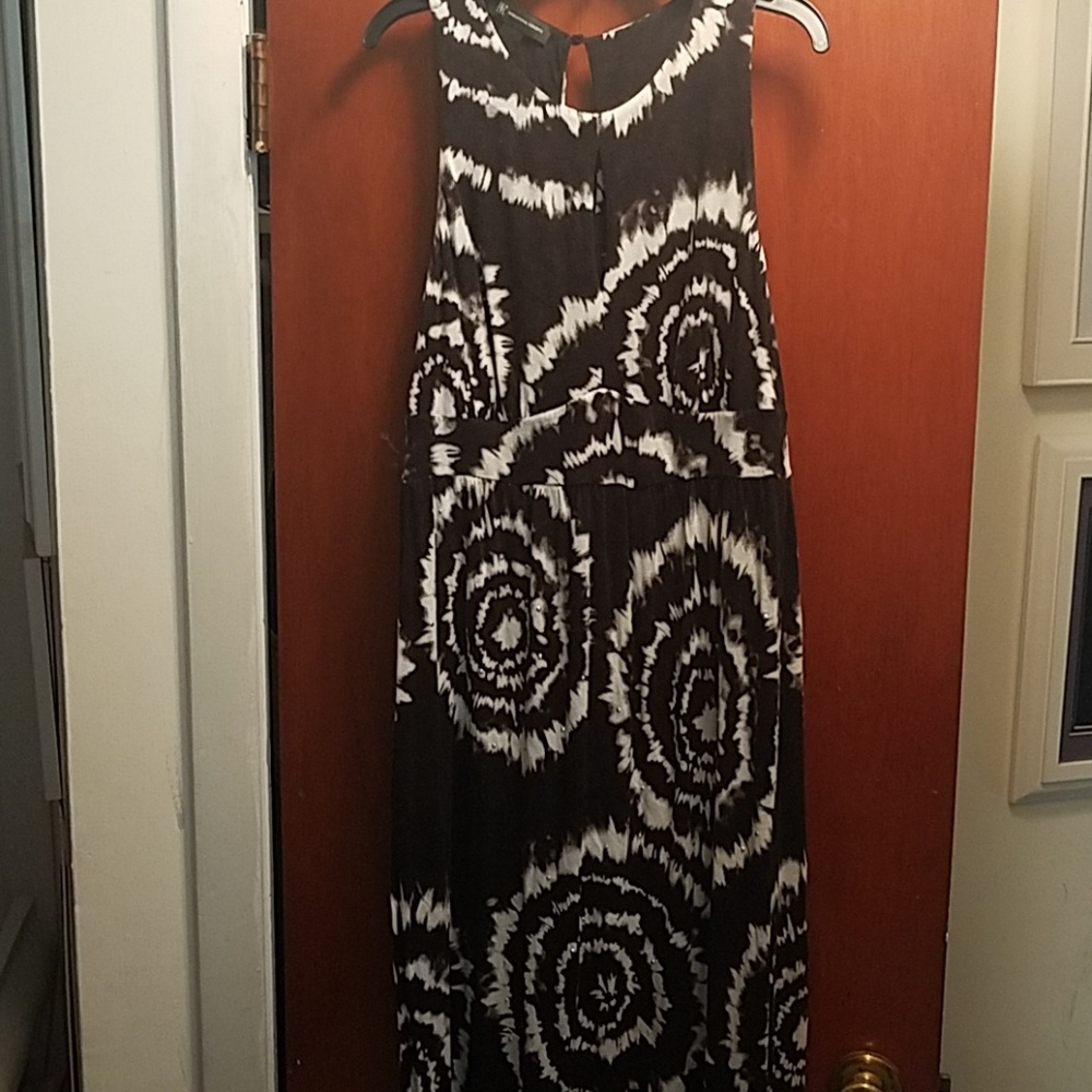 INC Studded Black & White Tie-Dye Long Maxi Dress XL